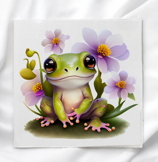 Frog On Lily Pad Fabric Panel Quilt Block