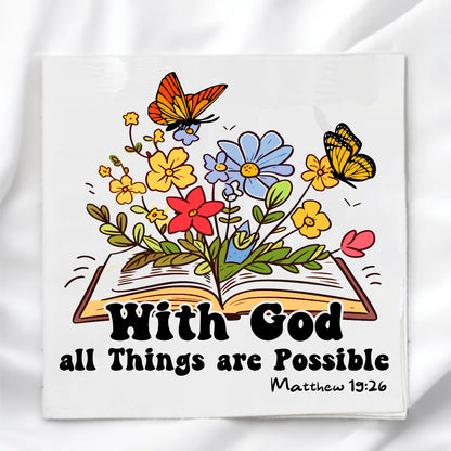 With God All Things Are Possible Fabric Panel Quilt Block