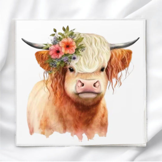 Highland Cow Fabric Panel Quilt Block