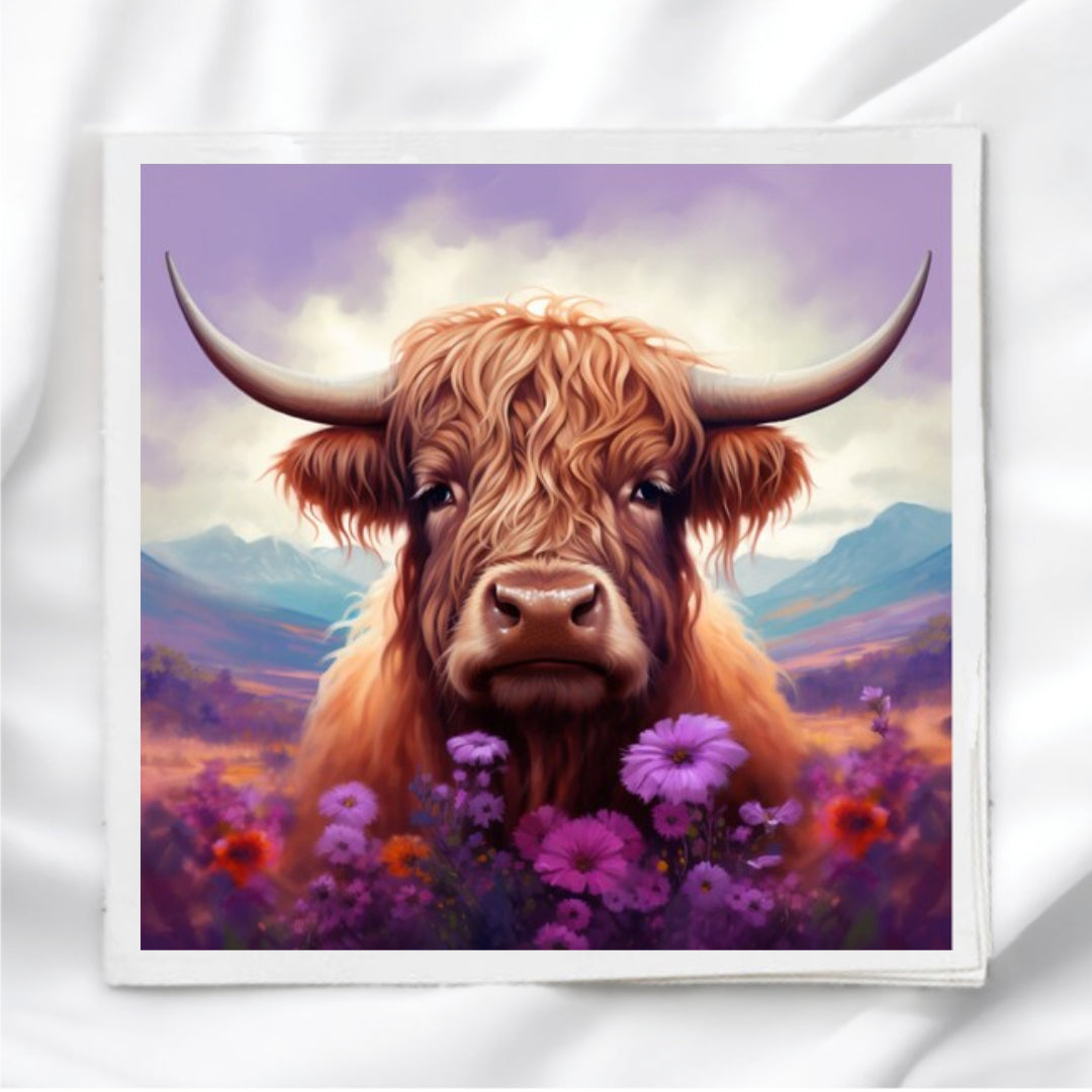 Highland Cow Fabric Panel Quilt Block