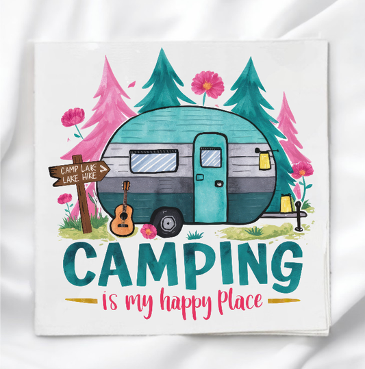 Camping Happy Place Fabric Panel Quilt Block