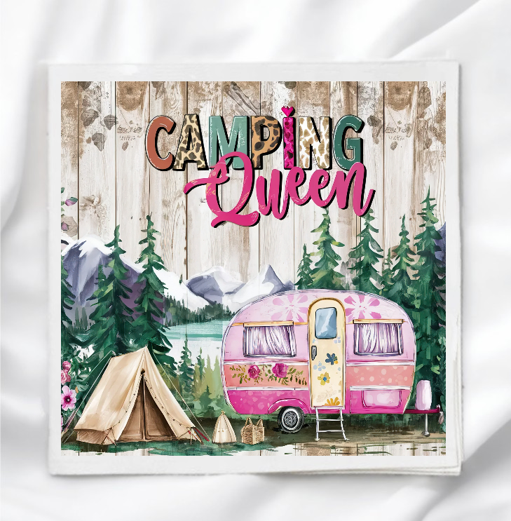 Camping Queen Fabric Panel Quilt Block