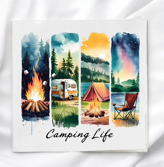 Camping Life Fabric Panel Quilt Block