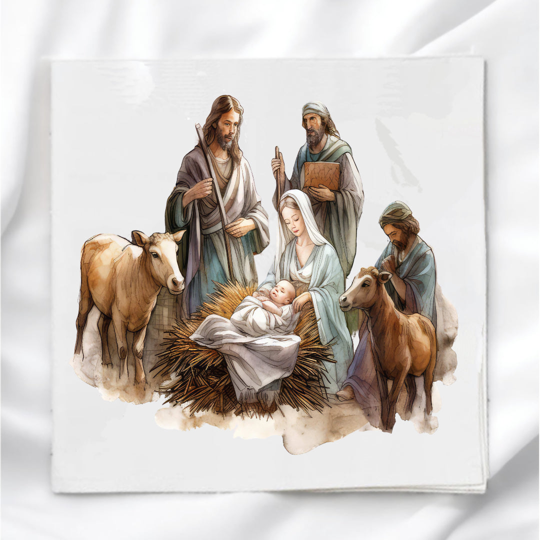 Christmas Nativity Scene Fabric Panel Quilt Block