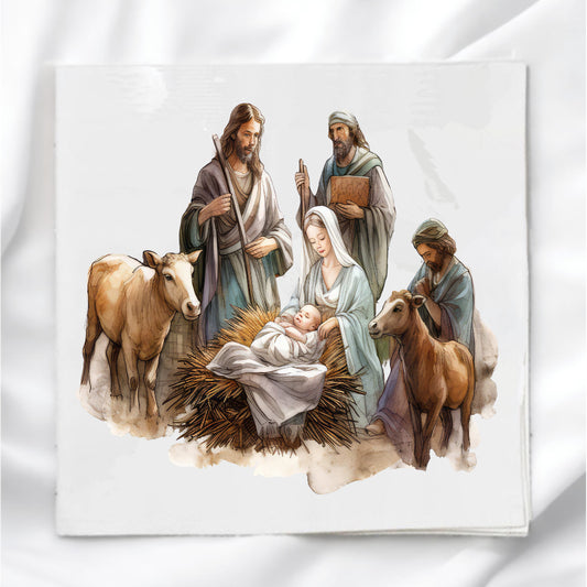 Christmas Nativity Scene Fabric Panel Quilt Block