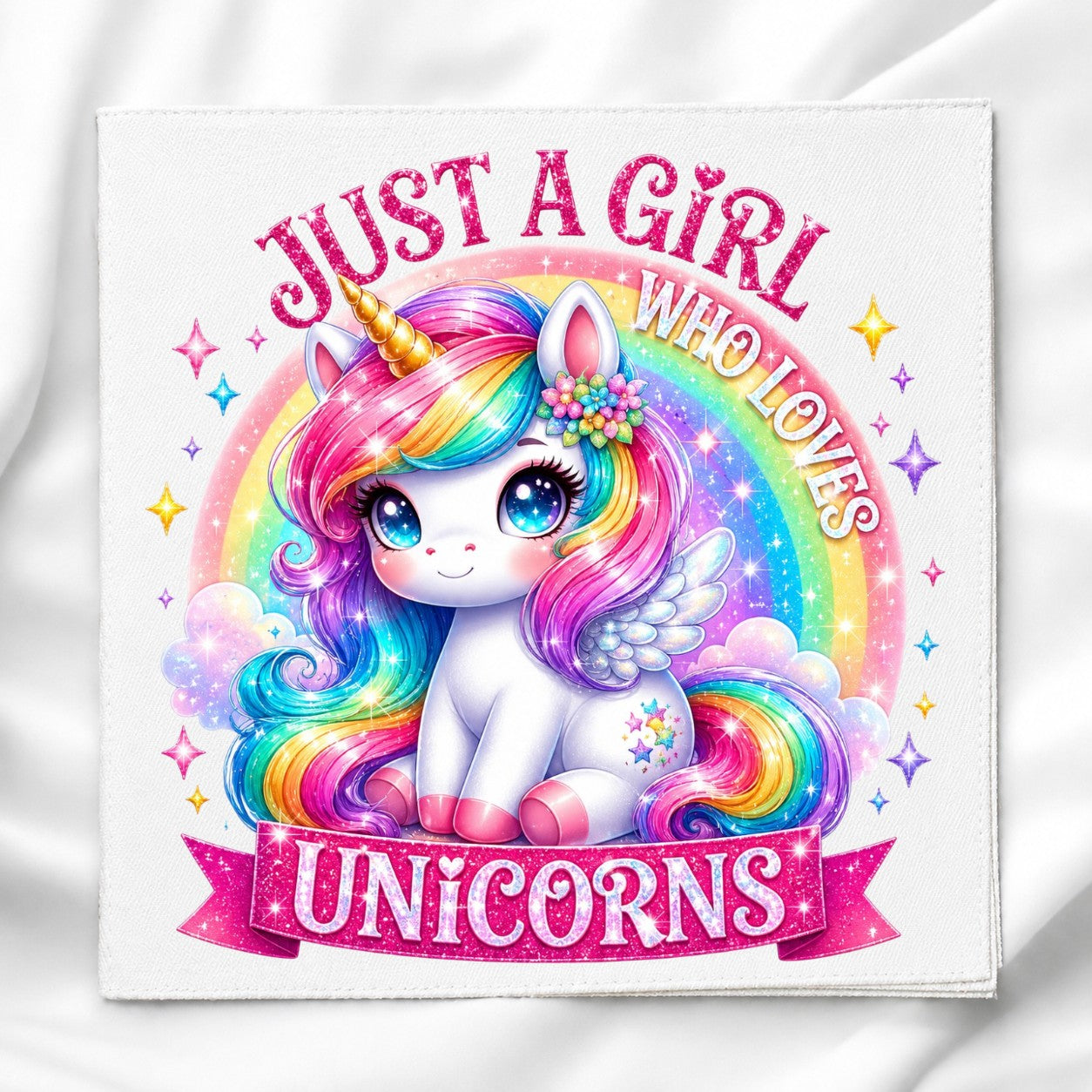 Gril Who Loves Unicorns Fabric Panel Quilt Block