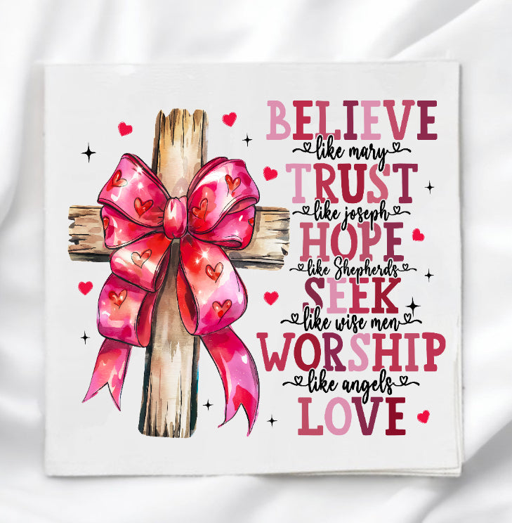 Faith Love Valentine Fabric Panel Quilt Block
