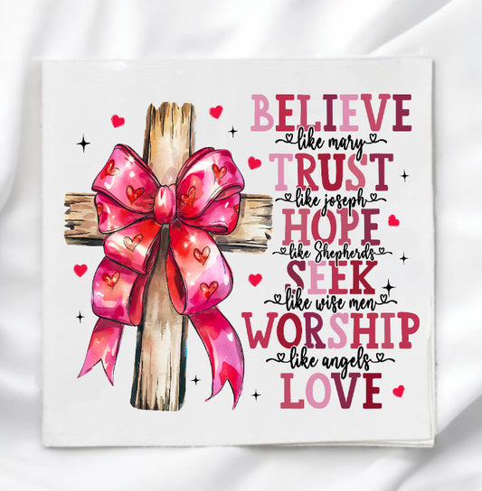 Faith Love Valentine Fabric Panel Quilt Block