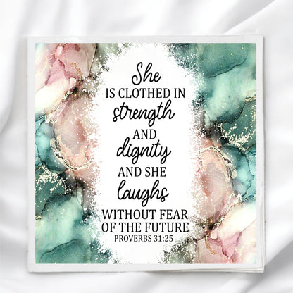 She Is Clothed In Strength & Dignity Fabric Panel Quilt Block