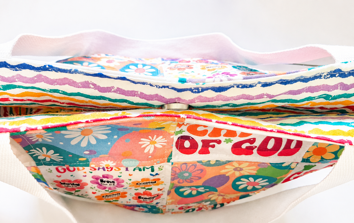 Patchwork Quilted Tote Bag, I Am a Child of God