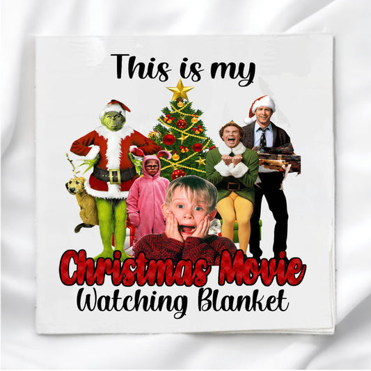 Christmas Movie Watching Blanket Fabric Panel Quilt Block