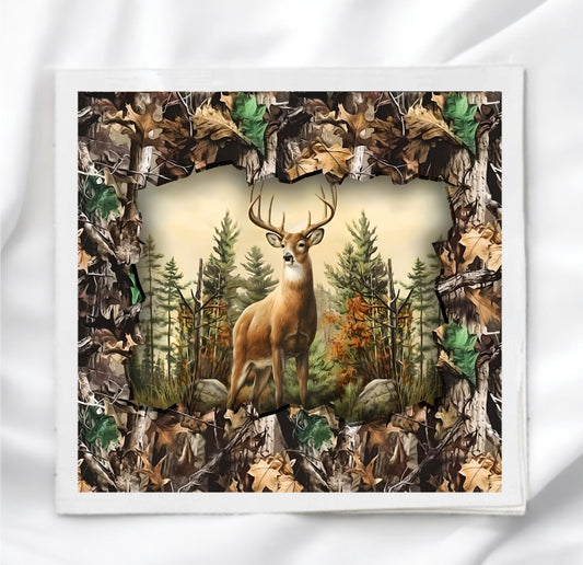 Deer In The Woods Fabric Panel Quilt Block