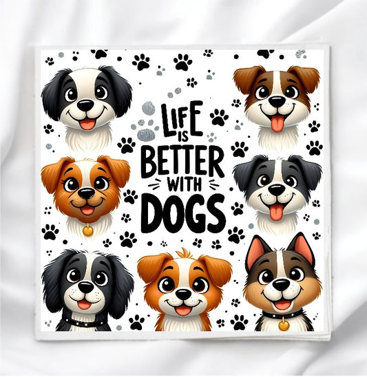 Life Is Better With Dogs Fabric Panel Quilt Block