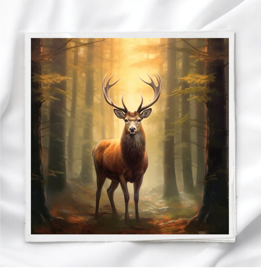 Deer In Woods Fabric Panel Quilt Block