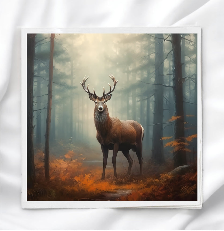 Deer In Woods Fabric Panel Quilt Block