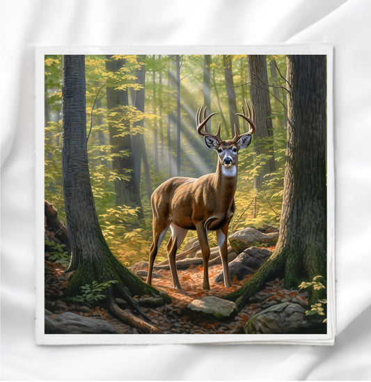 Deer In Woods Fabric Panel Quilt Block