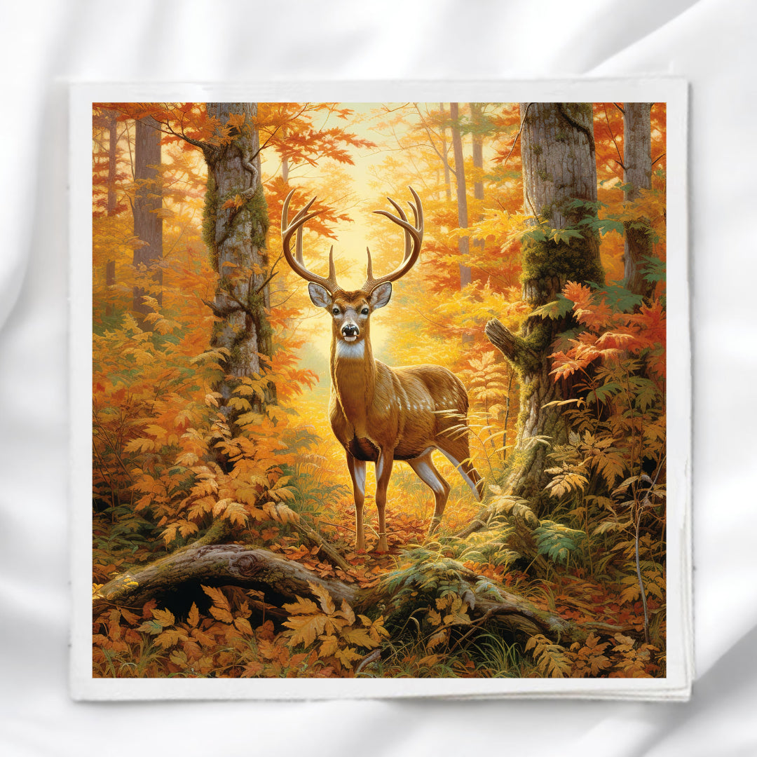 Deer In Woods Fabric Panel Quilt Block