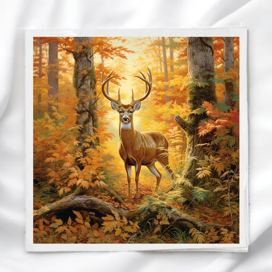 Deer In Woods Fabric Panel Quilt Block