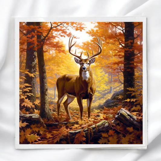 Deer In Woods Fabric Panel Quilt Block