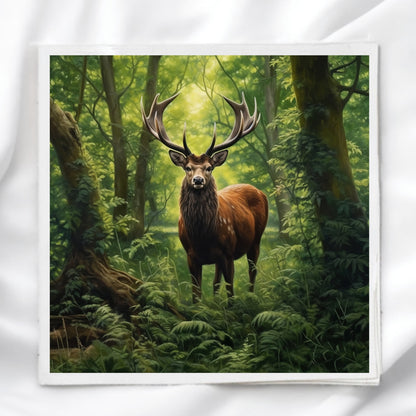 Deer In Woods Fabric Panel Quilt Block