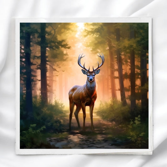 Deer In Woods Fabric Panel Quilt Block