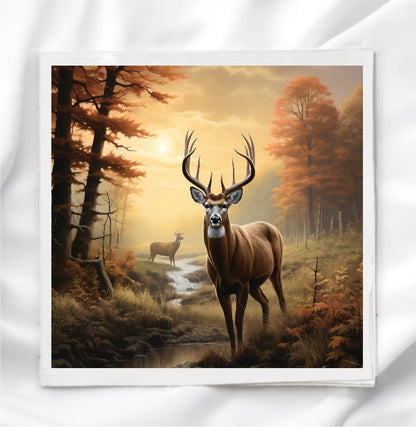 Deer In Woods Fabric Panel Quilt Block