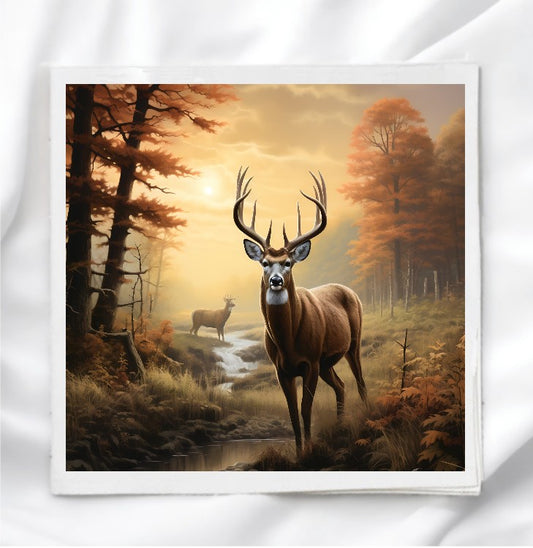 Deer In Woods Fabric Panel Quilt Block