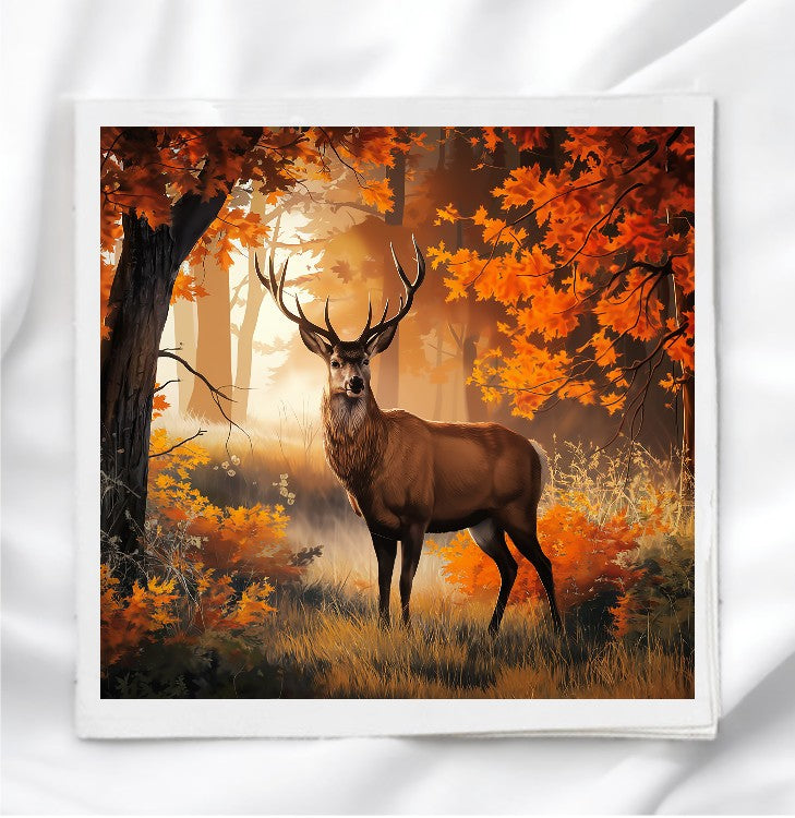 Deer In Woods Fabric Panel Quilt Block