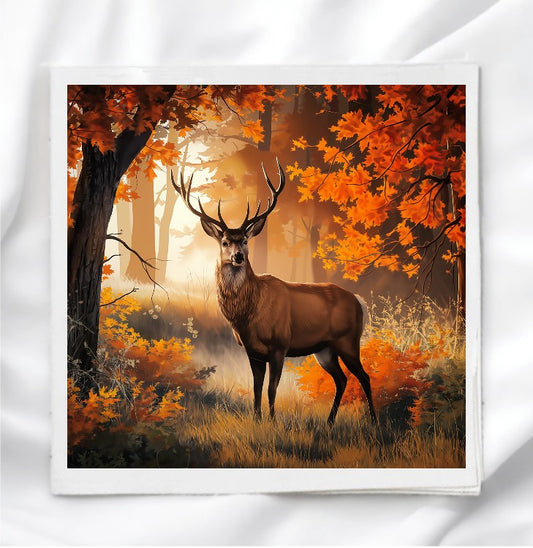 Deer In Woods Fabric Panel Quilt Block