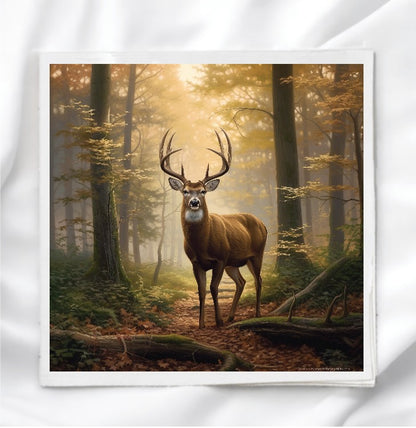 Deer In Woods Fabric Panel Quilt Block