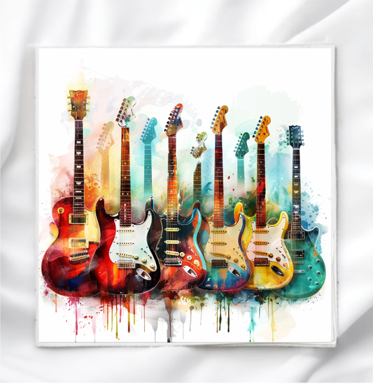 Electric Guitar Fabric Panel Quilt Block