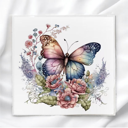 Floral Butterfly Fabric Panel Quilt Block