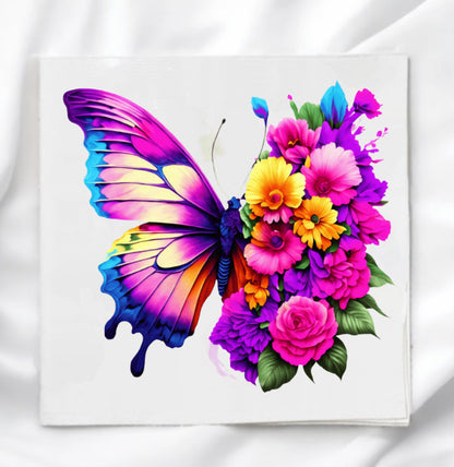 Floral Butterfly Fabric Panel Quilt Block