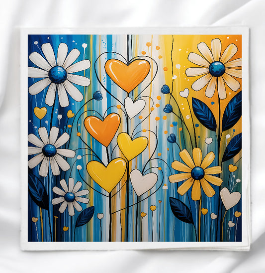 Floral Daisy's Fabric Panel Quilt Block
