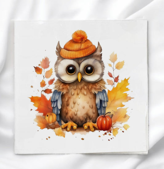 Fall Owl Fabric Panel Quilt Block