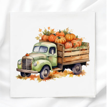Fall Truck Fabric Panel Quilt Block