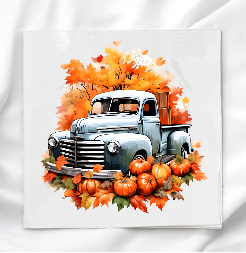 Fall Truck Fabric Panel Quilt Block
