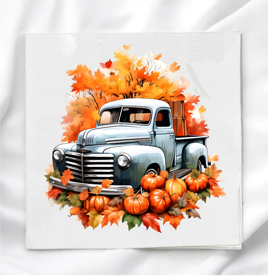 Fall Truck Fabric Panel Quilt Block