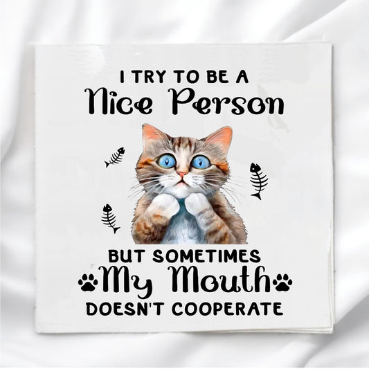 Funny Cat Humor Fabric Panel Quilt Block