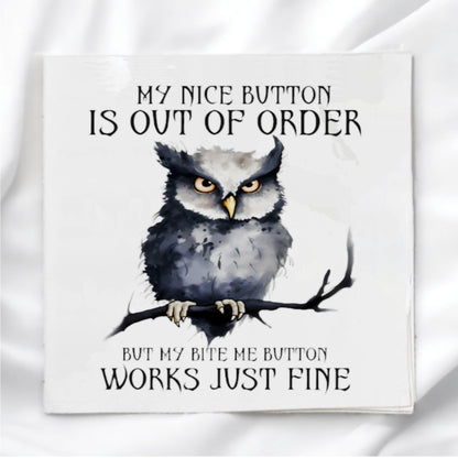 Funny Owl Humor Fabric Panel Quilt Block