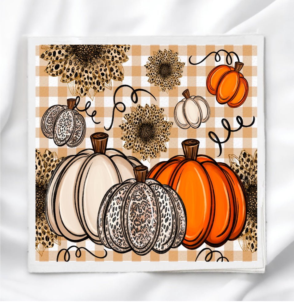 Fall Plaid Pumpkins Fabric Panel Quilt Block