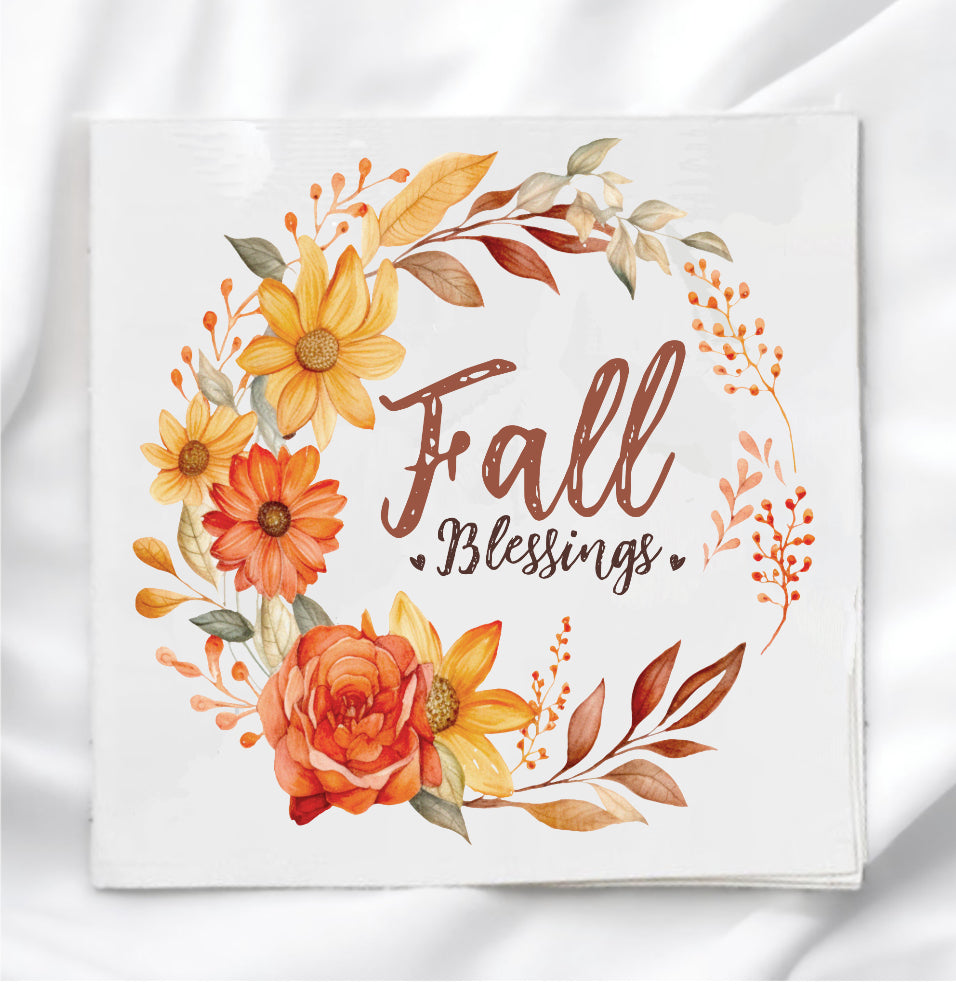 Fall Blessing Wreath Fabric Panel Quilt Block