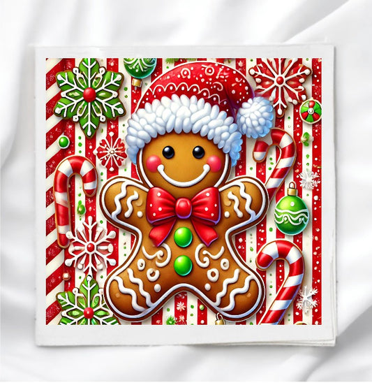 Gingerbread Man Fabric Panel Quilt Block