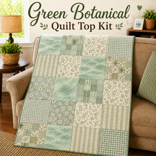 Green Botanical Quilt Top Kit | DIY Quilt Top Kit for Beginners | Sew A Quilt