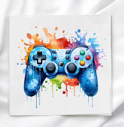 Video Game Controller Blue Fabric Panel Quilt Block