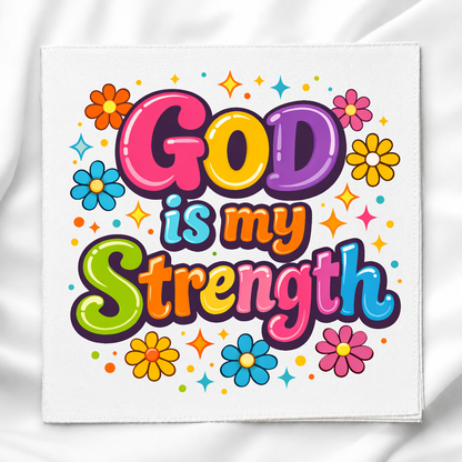 God Is My Strength Fabric Panel for Quilting, Sewing & Crafts, DIY Sewing Project