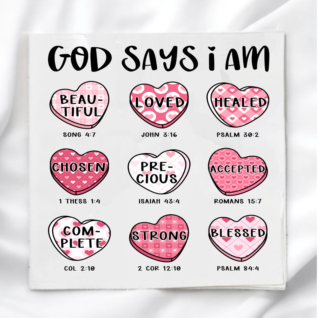 Faith Hearts Valentine Fabric Panel Quilt Block