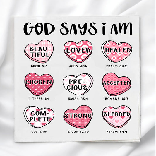 Faith Hearts Valentine Fabric Panel Quilt Block