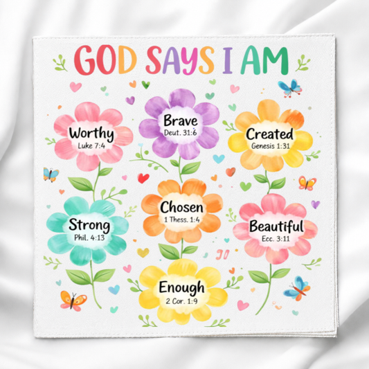 God Says I Am Fabric Panel for Quilting, Sewing & Crafts, DIY Sewing Project