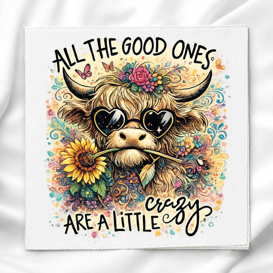 Funny Highland Cow Fabric Panel Quilt Block